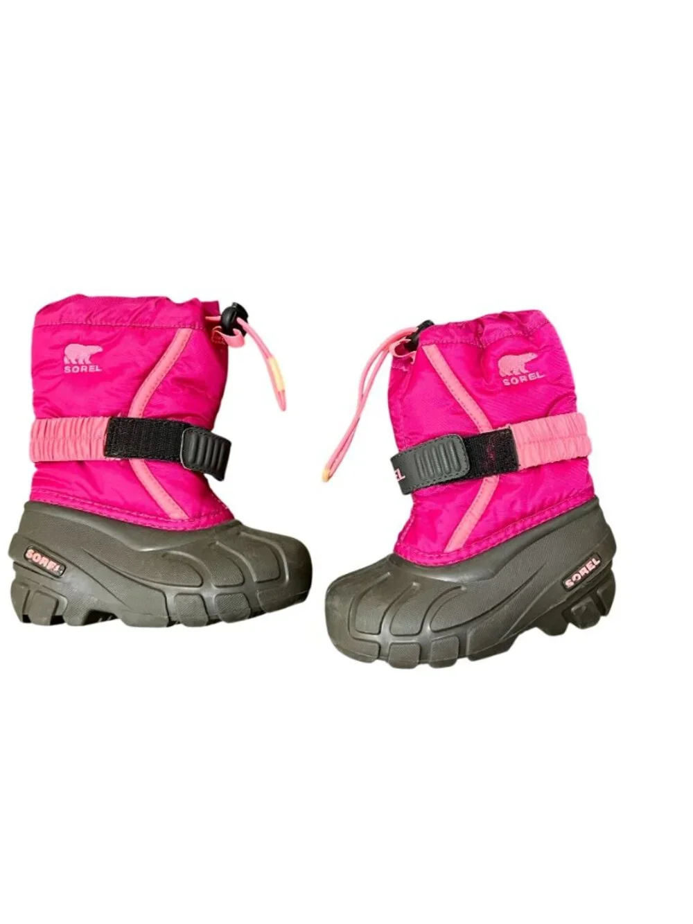 Sorel Youth Girls Size 8 Winter Snow Boots Insulated Waterproof Pink & Black